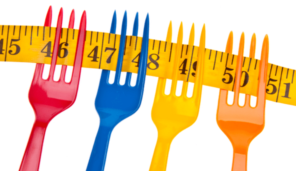 The centimeter on the forks symbolizes weight loss in the Dukan diet